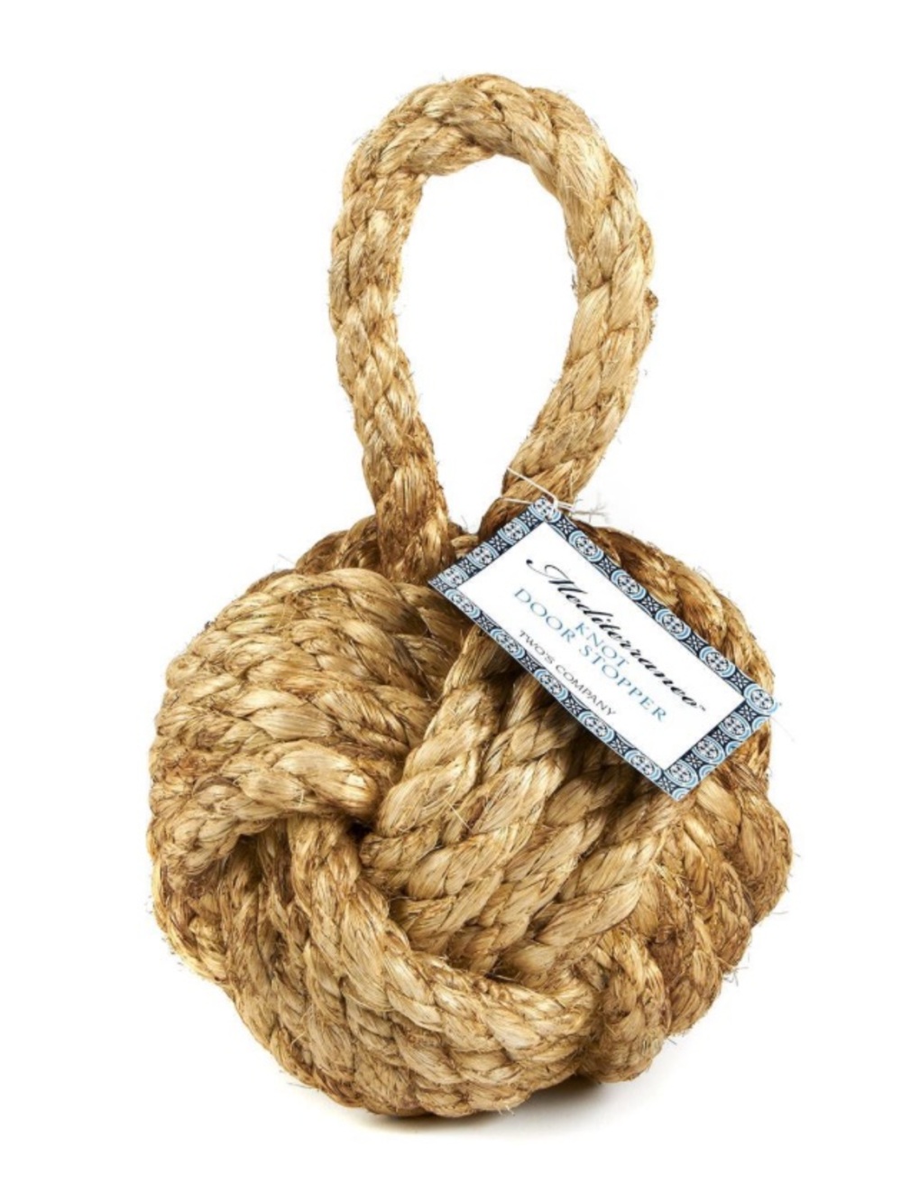 TWO’S COMPANY NWT Marseille Knot Door Stopper -jute